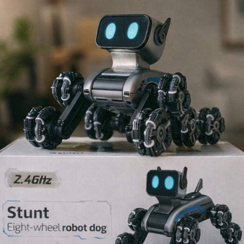 RoboRush™ Smart Robot Dog – 8-Wheel Stunt RC Pet